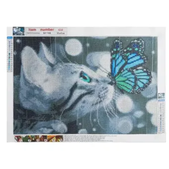 Diamond Painting / diamond painting / mozaiek  "Kat met Vlinder"